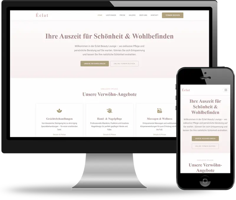 Webdesign-Screenshot der Demo-Website für Beauty & Wellness erstellt von webdesign4you.at