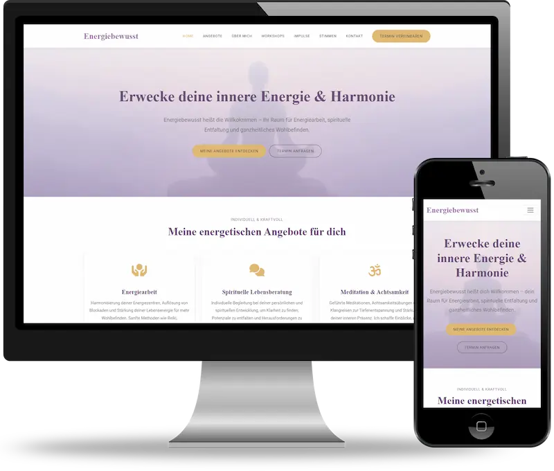 Webdesign-Screenshot der Demo-Website für Energetik & Esoterik erstellt von webdesign4you.at
