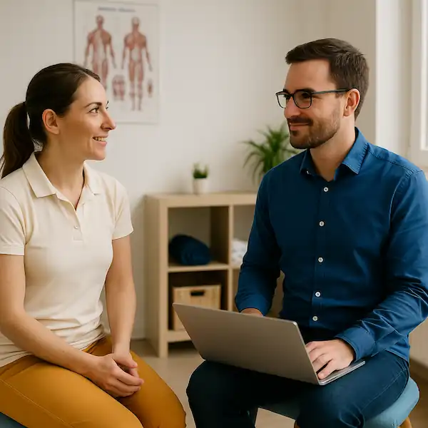 Webdesign-Beratungsgespräch mit einer Ärztin über ihre neue Praxis-Website