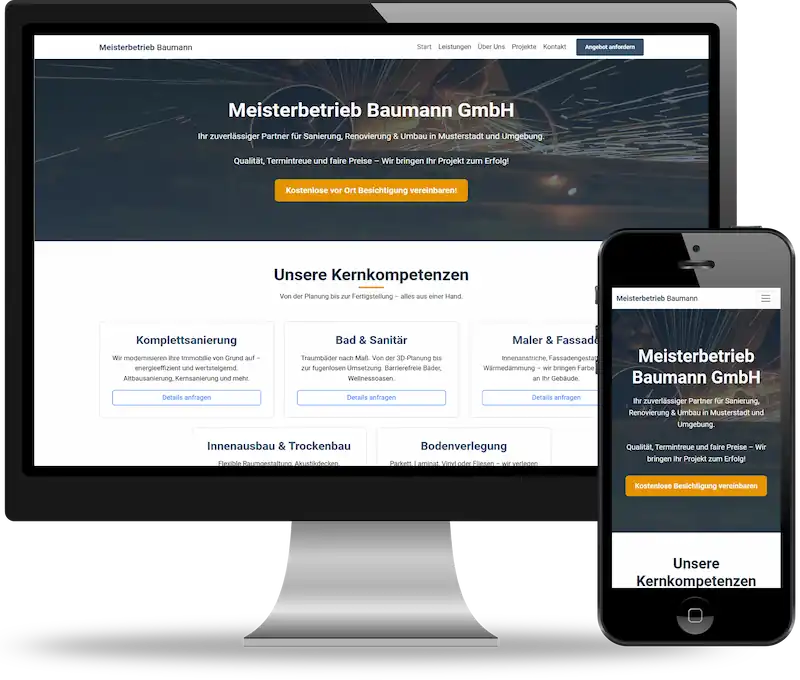 Webdesign-Screenshot der Demo-Website für Handwerker & Gewerbe erstellt von webdesign4you.at