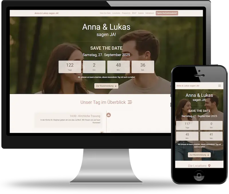 Webdesign-Screenshot der Hochzeits-Website erstellt von webdesign4you.at