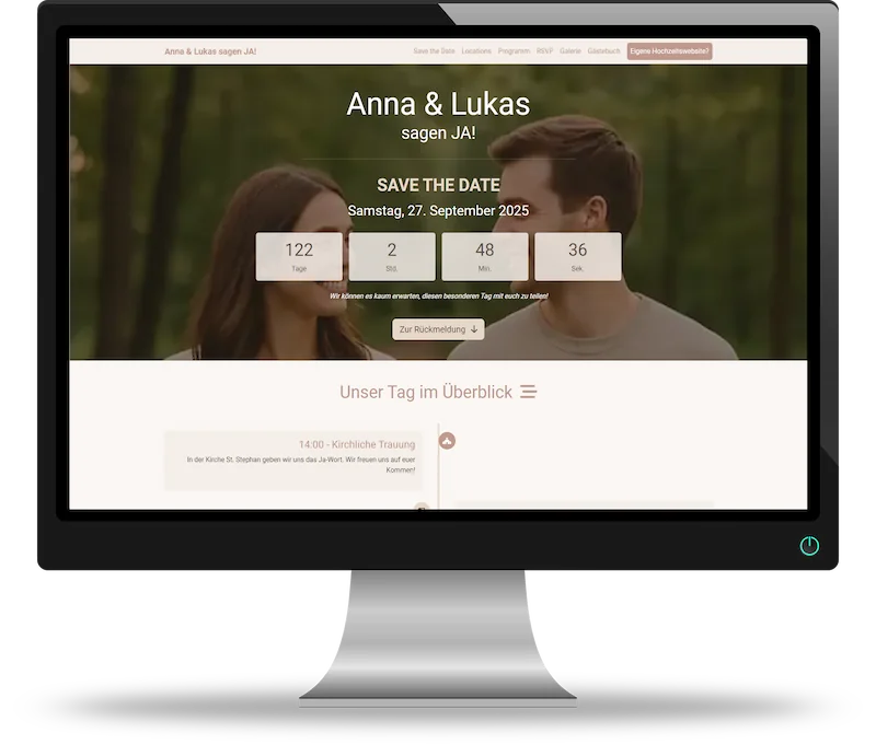 Professionell erstellte Website-Demo für Hochzeits-Websites & Wedding-Homepages - erstellt von webdesign4you.at