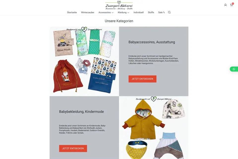 Referenz-Screenshot eines WordPress WooCommerce Online-Shops, ein Beispiel für E-Commerce-Erfolg in der Region Korneuburg