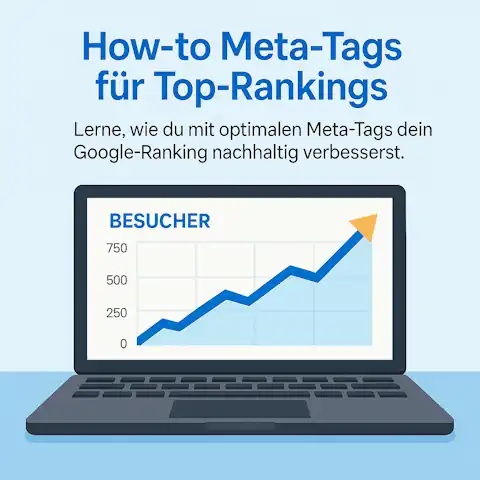 Grafik über Meta-Tags für SEO mit steigenden Besucherzahlen
