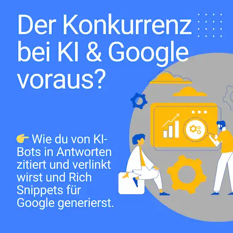 Grafik über strukturierte Daten im JSON-LD Format für Rich Snippets für Google und Sichbarkeit in KI-Bot Antworten